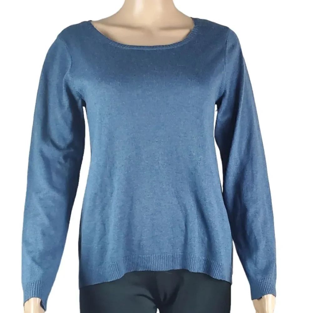 Eileen Fisher Blue Organic Cotton & Wool Blend Sweater